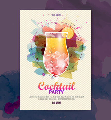 Vector cocktail party poster design graphics set 04 poster design poster party cocktail   