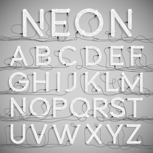 Creative neon alphabet vector set 02 neon creative alphabet   