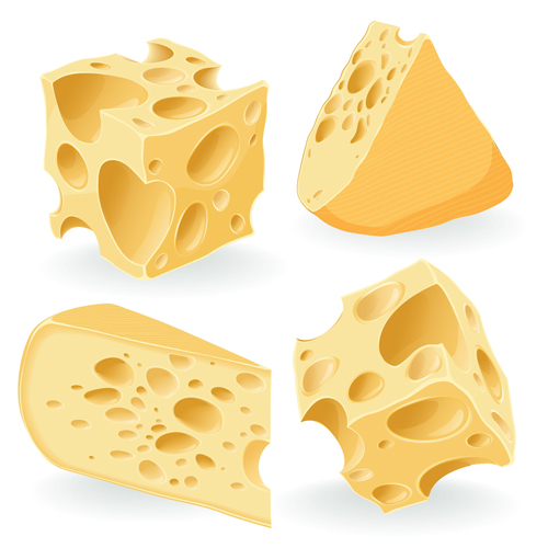 Realistic cheese icons vector material realistic icons cheese   