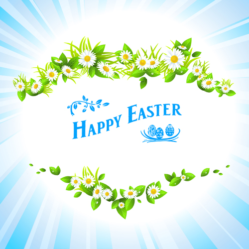 Happy easter flower frame background vector 02 frame flower easter background vector background   