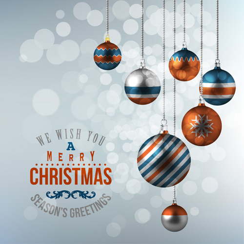 Textured christmas ball with halation background vector 02   