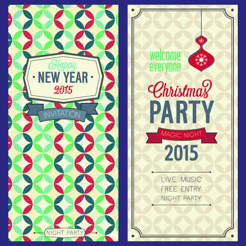 2015 Christmas invitation cards vintage style vector set 05 vintage invitation cards invitation christmas   