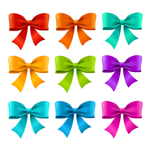 Beautiful colored bow vector material 03 material colored bow beautiful   