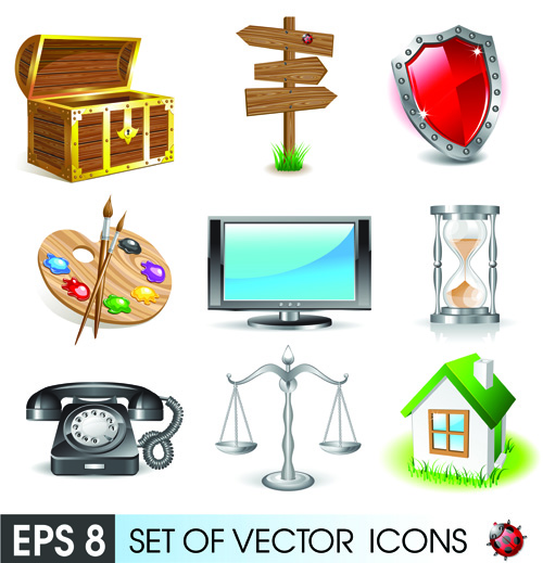 Various 3D icons mix vector graphics 02 Various icons icon   