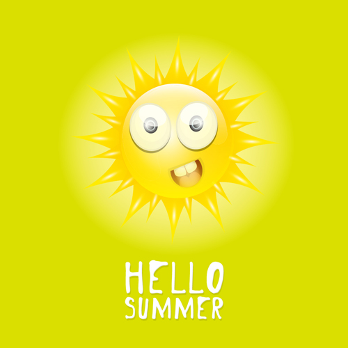 Funny sun cartoon summer vector background 04 sun summer funny cartoon background   