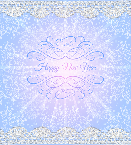 Elegant new year card with lace border vector 02 year new lace elegant card border   