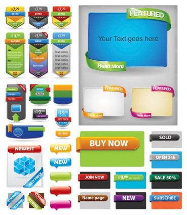Price banner with website button colored vector website web design colored button beautiful banner   