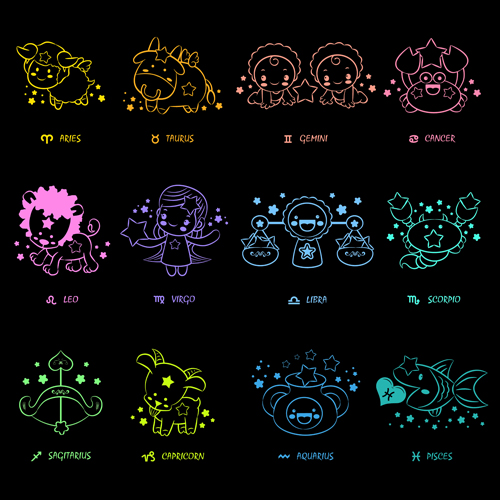Different Signs of the zodiac design vector 03 zodiac signs different   