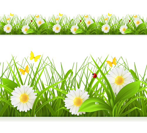 Spring flower with grass art background 03 spring grass flower background   