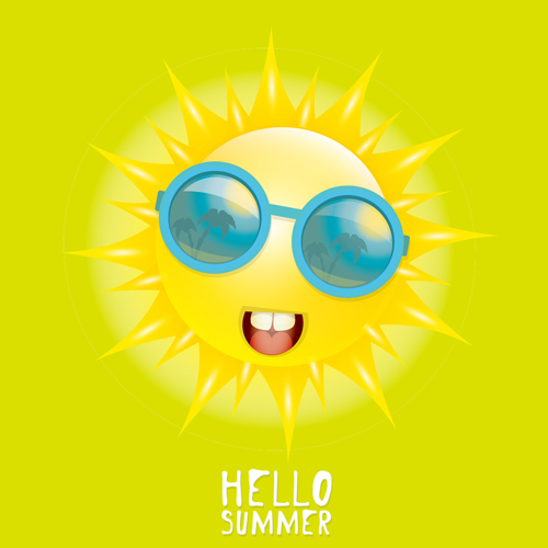 Funny sun cartoon summer vector background 02 sun summer funny cartoon   