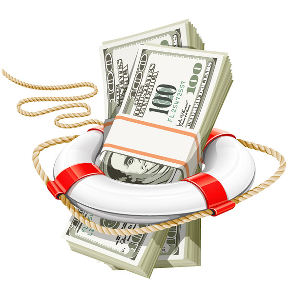 lifebuoy with dollars vector rescue money lifebuoy infographicsrope help dollars dollar coins   