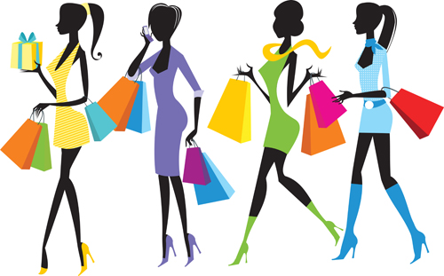 Happy shopping girls vector set 04 shopping happy girls   