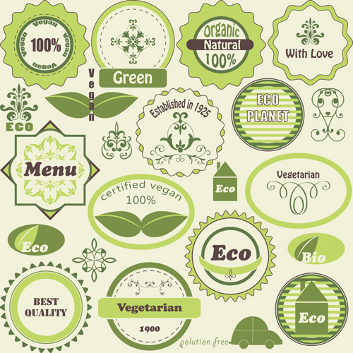 Green natural labels design vector material 02 vector material natural material labels label green   