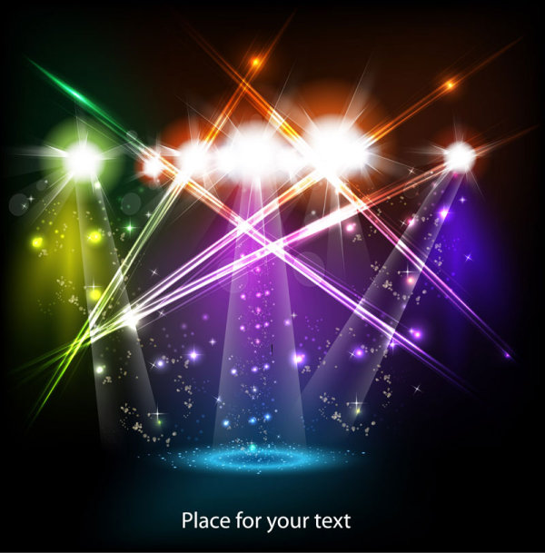 Stage neon light elements vector background stage round neon elements element   