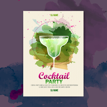 Vector cocktail party poster design graphics set 01 poster party cocktail   