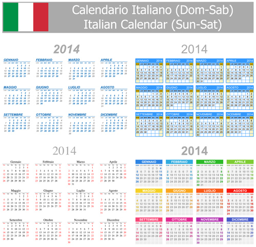 Italian Version Calendar 2014 vector set 03 version italian calendars calendar 2014   