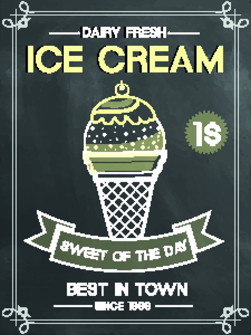 Ice cream vintage poster vector material 04 vintage poster ice cream   