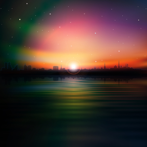 Sunset Landscapes background vector 05 sunset landscape background vector background   