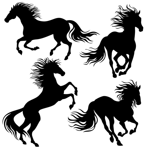 4 Kind running horse vector silhouette silhouette running horse   