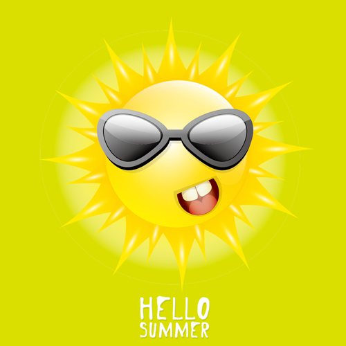 Funny sun cartoon summer vector background 05 sun summer funny cartoon background   