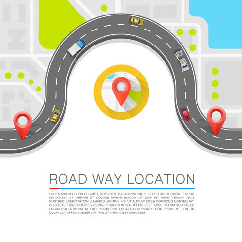 Road way location navigation template vector 03 Way template vector road navigation location   