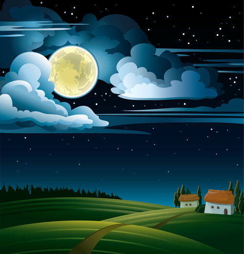 Charming night vector background 01 Vector Background night Charming background   