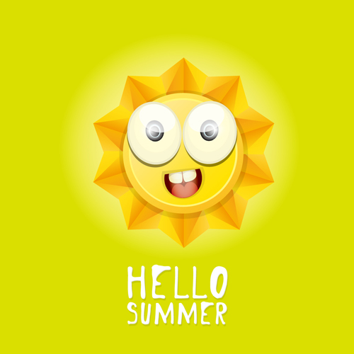 Funny sun cartoon summer vector background 06 sun summer funny cartoon background   