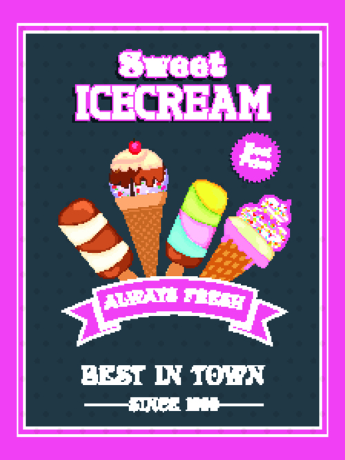 Ice cream vintage poster vector material 05 vintage poster ice cream cream   