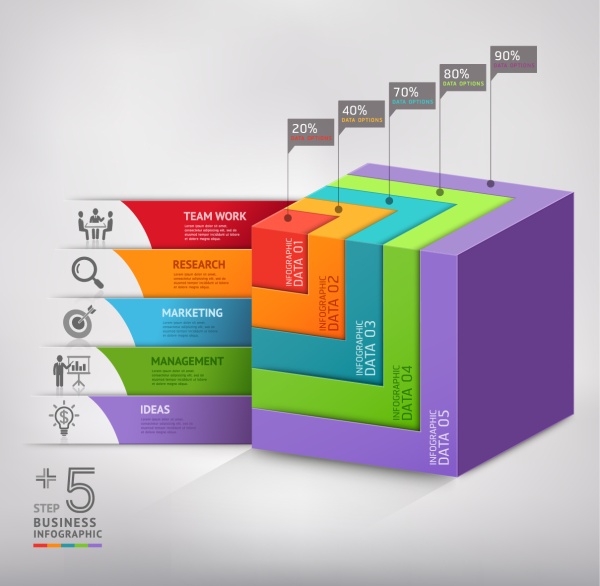 3D square business infographics vector square infographics business 3d   