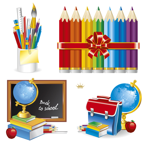 Set of School supplies elements vector 05 supplies school elements element   