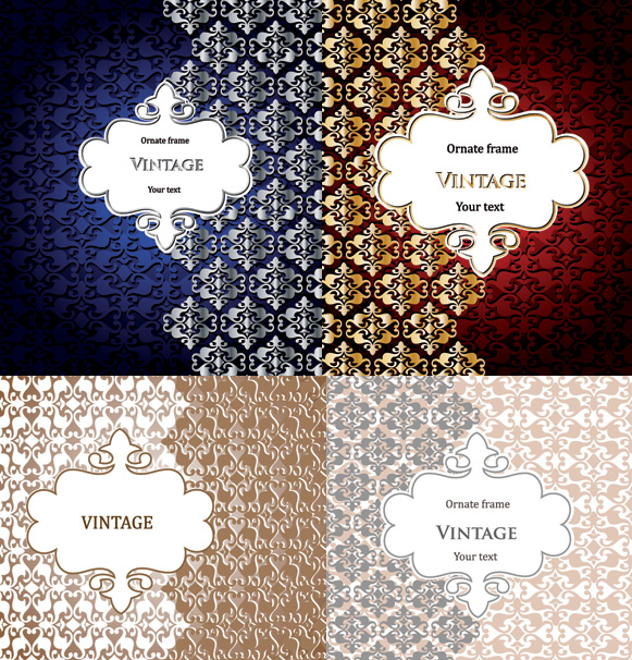 Ornate floral frame Background vector art shading pattern European background   