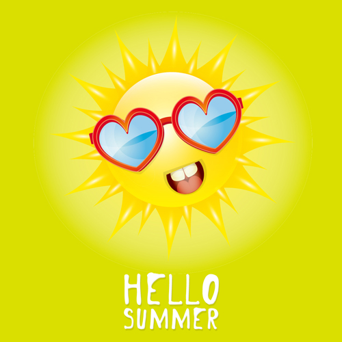 Funny sun cartoon summer vector background 09 sun summer funny cartoon background   