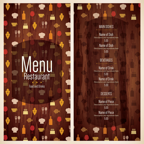 Restaurant menu cover with list vector set 02 restaurant menu list cover   