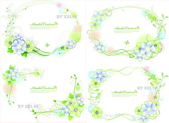 Green flowers borders vector green flowers borders   