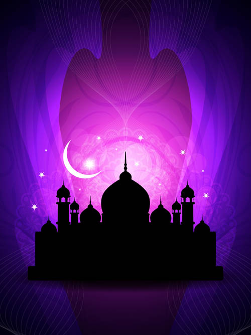 Mosque with Night vector backgrounds 04 Vector Background night mosque backgrounds background   