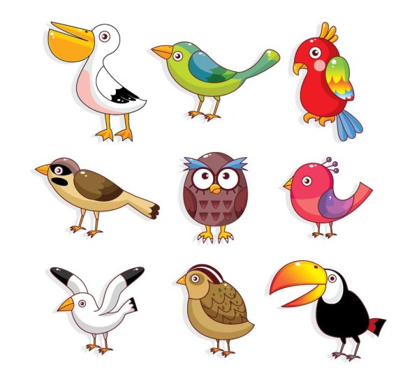 Various Cute Birds vector set 01 Various cute birds bird   