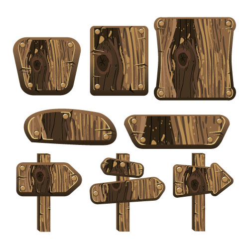 Wooden signs design vectors set 10 wooden signs design   