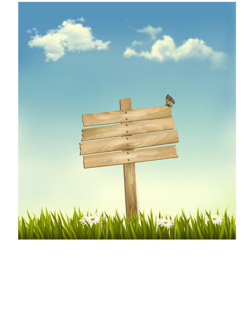 Grass with wood billboard vector background Vector Background grass billboard background   