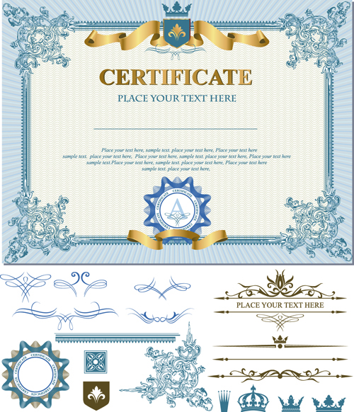 Certificates template with ornament kit vector 01 ornament kit certificates certificate   