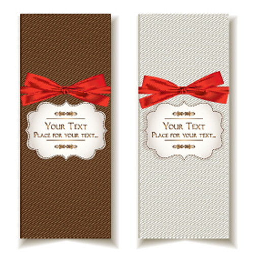 Holiday gift cards with ribbon bow vector 07 ribbon holiday gift cards bow   