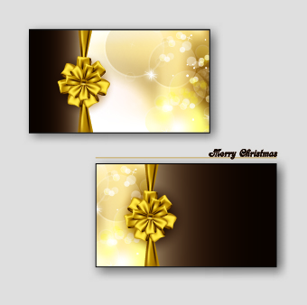 Golden bow christmas cards vector golden christmas cards card bow   