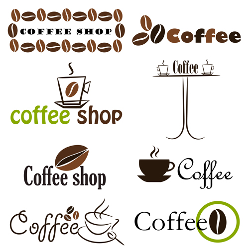 Set of Coffee logo design elements mix vector 01 mix logo elements element coffee   