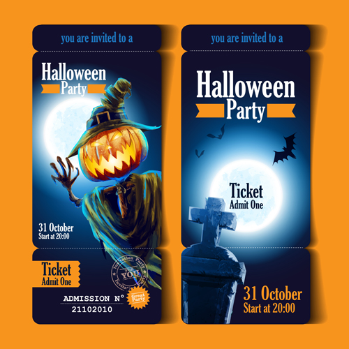 Halloween party ticket vector 01 ticket party halloween   