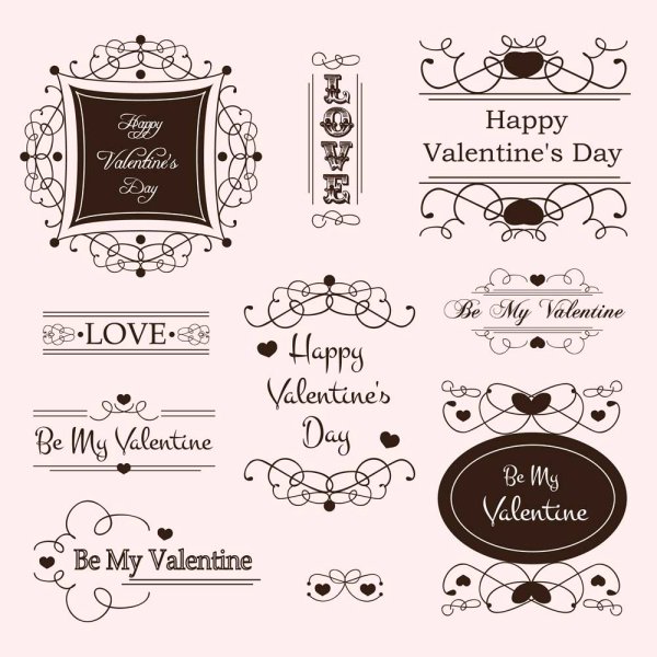 Set of labels and ornaments elements vector 05 ornaments ornament labels label elements element   