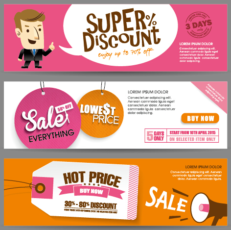 Flat styles sale banners vector set 07 styles sale flat banners banner   