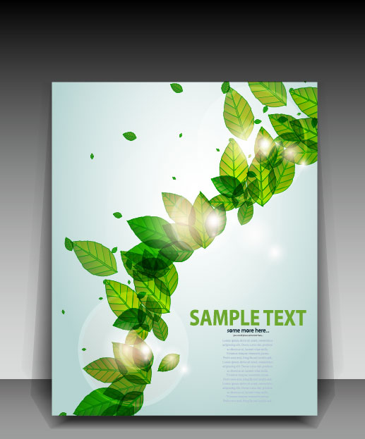 Green leave flyer and cover brochure background vector 03 leave green cover brochure   