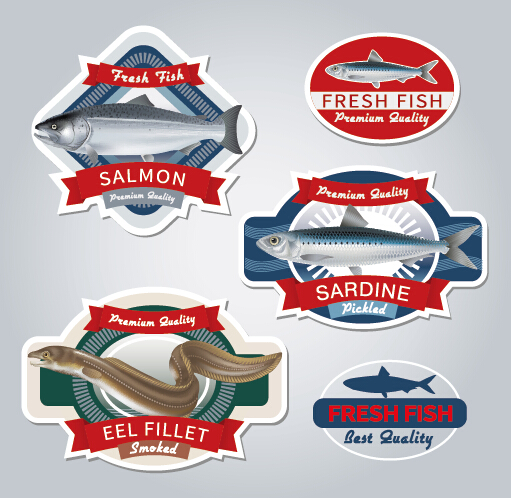 Fresh fish labels design vector labels label fresh fish   