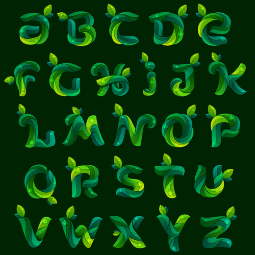 Dark green leaves fonts vector leaves green fonts dark   