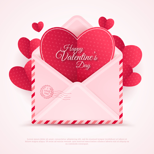 Valentines day card with envelope vector 02 valentines envelope card   