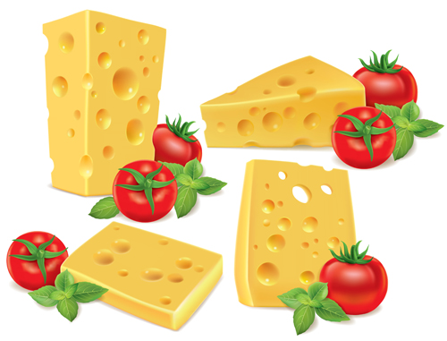 Cheese with tomato vector material tomato cheese   